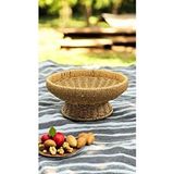 Bayev Yuvarlak 25 Cm Ayaklı Meyvelik 700786 Dekoratif Hasır Sunumluk Kahverengi
