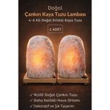 Bayguru 2 Adet 4-6 Kg Doğal Çankırı Kaya Tuzu Lambası 1.5 m Açma Kapama Düğmeli Kablolu Ampullü Tuz Lamba