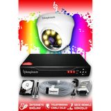 BAYICAM 1 Kameralı Dome 1 İç Kamera Set 2 TB HDD Full HD Renkli Gece Görüşlü Güvenlik Kamerası Sistemi