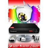 BAYICAM 1 Kameralı Dome 1 İç Kamera Set HDD'siz Full HD Renkli Gece Görüşlü Güvenlik Kamerası Sistemi