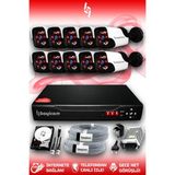 BAYICAM 10 Kameralı Panda 10 Dış Kamera Set 250 GB HDD Full HD Gece Görüşlü Güvenlik Kamerası Sistemi
