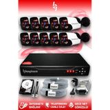 BAYICAM 10 Kameralı Panda 10 Dış Kamera Set 320 GB HDD Full HD Gece Görüşlü Güvenlik Kamerası Sistemi