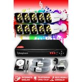 Bayicam 10 Kameralı Süper 10 Dış Kamera Set 1 TB 5 MP 2K Net Renkli Gece Görüşlü Güvenlik Kamerası Sistemi