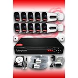 Bayicam 10 Kameralı Süper 10 Dış Kamera Set 500 GB 5 MP 2K Net Gece Görüşlü Güvenlik Kamerası Sistemi