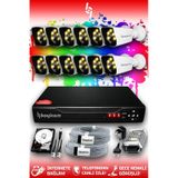 Bayicam 12 Kameralı Süper 12 Dış Kamera Set 100 GB 5 MP 2K Net Renkli Gece Görüşlü Güvenlik Kamerası Sistemi