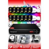 Bayicam 12 Kameralı Ultra 12 Dış Kamera Set 320 GB 5 MP 2K Net Renkli Gece Görüşlü Güvenlik Kamerası Sistemi