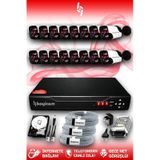 BAYICAM 16 Kameralı Panda 16 Dış Kamera Set 2 TB HDD Full HD Gece Görüşlü Güvenlik Kamerası Sistemi
