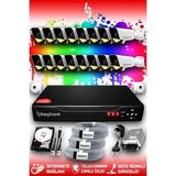 Bayicam 16 Kameralı Süper 16 Dış Kamera Set 250 GB 5 MP 2K Net Renkli Gece Görüşlü Güvenlik Kamerası Sistemi