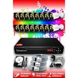 Bayicam 16 Kameralı Süper 16 Dış Kamera Set 500 GB 5 MP 2K Net Renkli Gece Görüşlü Güvenlik Kamerası Sistemi