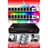 Bayicam 16 Kameralı Ultra 16 Dış Kamera Set 1 TB 5 MP 2K Net Renkli Gece Görüşlü Güvenlik Kamerası Sistemi