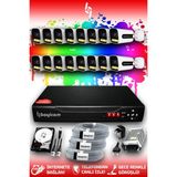 Bayicam 16 Kameralı Ultra 16 Dış Kamera Set 320 GB 5 MP 2K Net Renkli Gece Görüşlü Güvenlik Kamerası Sistemi