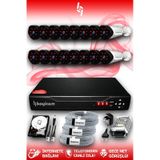 BAYICAM 16 Kameralı Uzay 16 Dış Kamera Set 250 GB HDD Full HD Gece Görüşlü Güvenlik Kamerası Sistemi