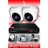 BAYICAM 2 Kameralı Dome 2 İç Kamera Set 320 GB HDD Full HD Gece Görüşlü Güvenlik Kamerası Sistemi