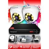 BAYICAM 2 Kameralı Dome 2 İç Kamera Set 320 GB HDD Full HD Renkli Gece Görüşlü Güvenlik Kamerası Sistemi