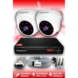 BAYICAM 2 Kameralı Dome 2 İç Kamera Set HDD'siz Full HD Gece Görüşlü Güvenlik Kamerası Sistemi