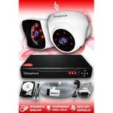 BAYICAM 2 Kameralı Kare 1 İç Kamera Set 100 GB HDD Full HD Gece Görüşlü Güvenlik Kamerası Sistemi
