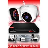 BAYICAM 2 Kameralı Kare 1 İç Kamera Set 500 GB HDD Full HD Gece Görüşlü Güvenlik Kamerası Sistemi