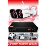 BAYICAM 2 Kameralı Kare 2 Dış Kamera Set 100 GB HDD Full HD Gece Görüşlü Güvenlik Kamerası Sistemi