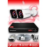 BAYICAM 2 Kameralı Kare 2 Dış Kamera Set HDD'siz Full HD Gece Görüşlü Güvenlik Kamerası Sistemi