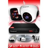 BAYICAM 2 Kameralı Panda 1 İç Kamera Set HDD'siz Full HD Gece Görüşlü Güvenlik Kamerası Sistemi