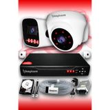 Bayicam 2 Kameralı Süper 1 İç Kamera Set 100 GB 5 MP 2K Net Gece Görüşlü Güvenlik Kamerası Sistemi
