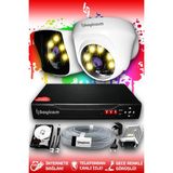 Bayicam 2 Kameralı Süper 1 İç Kamera Set 100 GB 5 MP 2K Net Renkli Gece Görüşlü Güvenlik Kamerası Sistemi