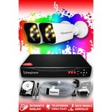 Bayicam 2 Kameralı Süper 2 Dış Kamera Set 100 GB 5 MP 2K Net Renkli Gece Görüşlü Güvenlik Kamerası Sistemi