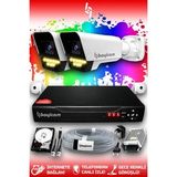 Bayicam 2 Kameralı Süper 2 Dış Kamera Set 2 TB 5 MP 2K Net Renkli Gece Görüşlü Güvenlik Kamerası Sistemi