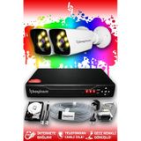Bayicam 2 Kameralı Süper 2 Dış Kamera Set 500 GB 5 MP 2K Net Renkli Gece Görüşlü Güvenlik Kamerası Sistemi