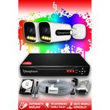 Bayicam 2 Kameralı Ultra 2 Dış Kamera Set 100 GB 5 MP 2K Net Renkli Gece Görüşlü Güvenlik Kamerası Sistemi