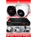 BAYICAM 2 Kameralı Uzay 1 İç Kamera Set 100 GB HDD Full HD Gece Görüşlü Güvenlik Kamerası Sistemi