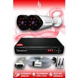 BAYICAM 2 Kameralı Uzay 2 Dış Kamera Set HDD'siz Full HD Gece Görüşlü Güvenlik Kamerası Sistemi
