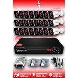 BAYICAM 24 Kameralı Kare 24 Dış Kamera Set HDD'siz Full HD Gece Görüşlü Güvenlik Kamerası Sistemi