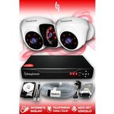 BAYICAM 3 Kameralı Kare 1 İç Kamera Set 2 TB HDD Full HD Gece Görüşlü Güvenlik Kamerası Sistemi