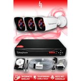 BAYICAM 3 Kameralı Kare 3 Dış Kamera Set 2 TB HDD Full HD Gece Görüşlü Güvenlik Kamerası Sistemi