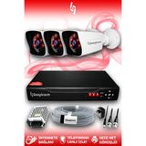 BAYICAM 3 Kameralı Kare 3 Dış Kamera Set HDD'siz Full HD Gece Görüşlü Güvenlik Kamerası Sistemi
