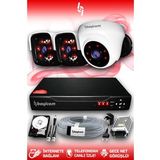 BAYICAM 3 Kameralı Panda 1 İç Kamera Set 1 TB HDD Full HD Gece Görüşlü Güvenlik Kamerası Sistemi