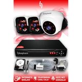 BAYICAM 3 Kameralı Panda 1 İç Kamera Set 250 GB HDD Full HD Gece Görüşlü Güvenlik Kamerası Sistemi