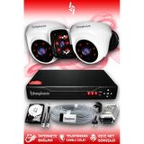 BAYICAM 3 Kameralı Panda 2 İç Kamera Set 500 GB HDD Full HD Gece Görüşlü Güvenlik Kamerası Sistemi