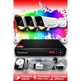 Bayicam 3 Kameralı Süper 3 Dış Kamera Set 250 GB 5 MP 2K Net Renkli Gece Görüşlü Güvenlik Kamerası Sistemi