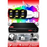 Bayicam 3 Kameralı Ultra 3 Dış Kamera Set 1 TB 5 MP 2K Net Renkli Gece Görüşlü Güvenlik Kamerası Sistemi