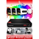 Bayicam 3 Kameralı Ultra 3 Dış Kamera Set 500 GB 5 MP 2K Net Renkli Gece Görüşlü Güvenlik Kamerası Sistemi