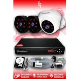 BAYICAM 3 Kameralı Uzay 1 İç Kamera Set 1 TB HDD Full HD Gece Görüşlü Güvenlik Kamerası Sistemi