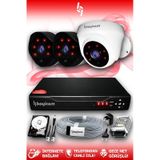BAYICAM 3 Kameralı Uzay 2 İç Kamera Set 1 TB HDD Full HD Gece Görüşlü Güvenlik Kamerası Sistemi