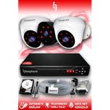 BAYICAM 3 Kameralı Uzay 2 İç Kamera Set 250 GB HDD Full HD Gece Görüşlü Güvenlik Kamerası Sistemi