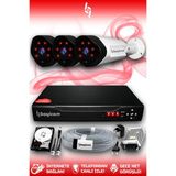 BAYICAM 3 Kameralı Uzay 3 Dış Kamera Set 2 TB HDD Full HD Gece Görüşlü Güvenlik Kamerası Sistemi
