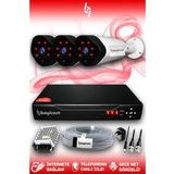 BAYICAM 3 Kameralı Uzay 3 Dış Kamera Set HDD'siz Full HD Gece Görüşlü Güvenlik Kamerası Sistemi