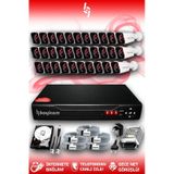 BAYICAM 32 Kameralı Kare 32 Dış Kamera Set 250 GB HDD Full HD Gece Görüşlü Güvenlik Kamerası Sistemi