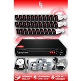 BAYICAM 32 Kameralı Kare 32 Dış Kamera Set 320 GB HDD Full HD Gece Görüşlü Güvenlik Kamerası Sistemi