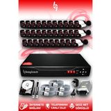 BAYICAM 32 Kameralı Panda 32 Dış Kamera Set 500 GB HDD Full HD Gece Görüşlü Güvenlik Kamerası Sistemi